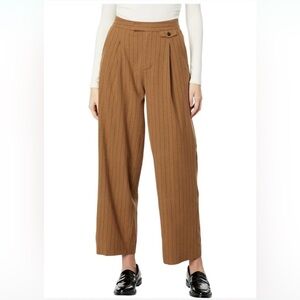 Madewell Striped Wool Blend High Rise Rosedale Straight Pant - Brown - 0